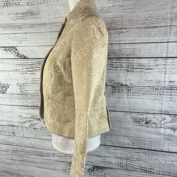Spiegel Blazer Jacket size 6 Khaki Floral Embossed Flowers Church Career Wedding - Picture 9 of 10